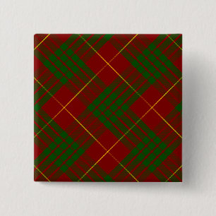 Cameron tartan red green plaid vierkante button 5,1 cm