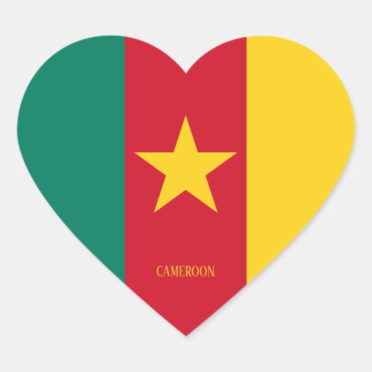 Cameroon Flag Patriotic Hart Sticker (Voorkant)