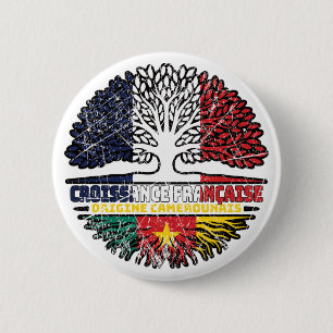 Cameroon French France Tree Roots Flag Ronde Button 5,7 Cm