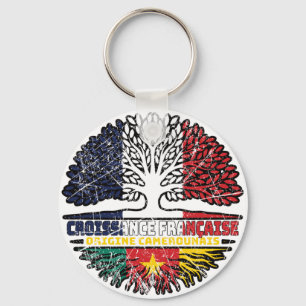 Cameroon French France Tree Roots Flag Sleutelhanger