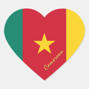 Cameroon Hart Sticker, Patriotische Cameroon Vlag Sticker