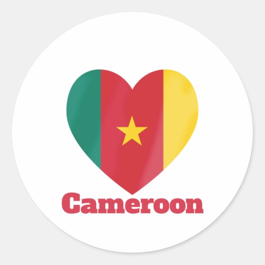 Cameroon Heart Flag Ronde Sticker (Voorkant)
