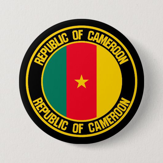Cameroon Round Emblem Ronde Button 7,6 Cm (Voorkant)