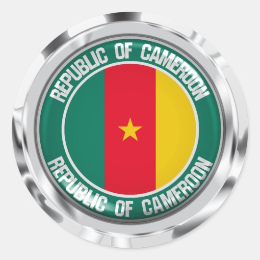 Cameroon Round Emblem Ronde Sticker (Voorkant)