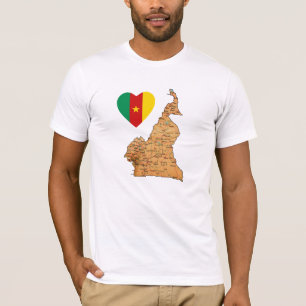 Cameroun Drapeau Coeur et carte T-shirt