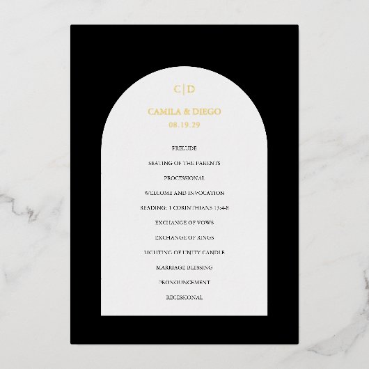 Camila Arch Programme de mariage moderne (Devant)