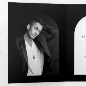 Camila Black Arch Modern Wedding Save the Date Drieluik Aankondiging (Binnenzijde eerst)
