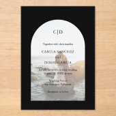 Camila Black Arch Moderne bruiloft Acryl Uitnodigingen (Voorkant)