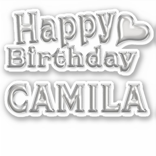 Camila Happy Birthday silver Aufkleber Sticker (Voorkant)