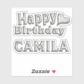 Camila Happy Birthday silver Aufkleber Sticker (Vel)