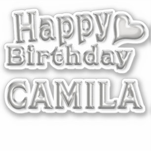 Camila Joyeux Anniversaire autocollant argenté