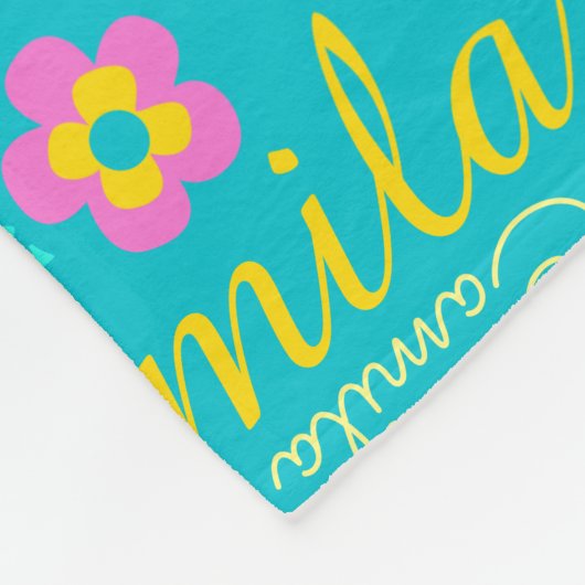 Camila personaliseren korte naam aqua roze deken (Hoek)