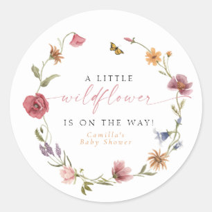 CAMILLA Butterfly Wildflower Girl Baby shower Ronde Sticker