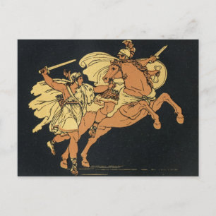 Camilla en Aunus een scène uit Virgil's Aeneid. Briefkaart