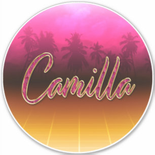 Camilla prénom nom autocollant sticker rose doré