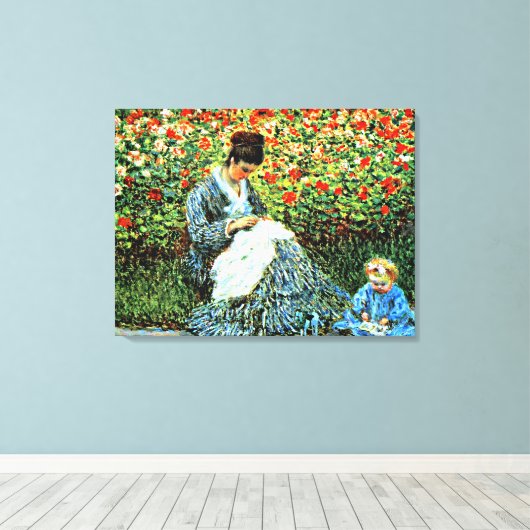 Camille Monet en Child Canvas Afdruk (Insitu (Houten vloer))