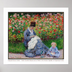Camille Monet en een kind 1875 Fine Art Poster