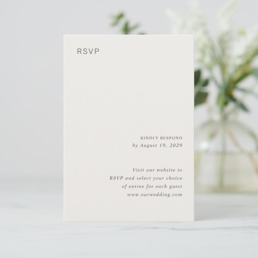 Camille Neutral Modern Wedding RSVP Kaartje (Staand voorkant)