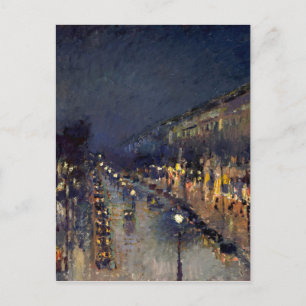 Camille Pissarro Boulevard Montmartre bij nacht Briefkaart