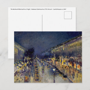 Camille Pissarro - Boulevard Montmartre bij nacht Briefkaart