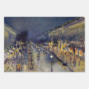 Camille Pissarro - Boulevard Montmartre bij nacht Inpakpapier Vel