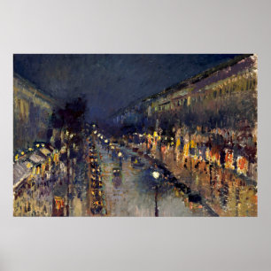 Camille Pissarro Boulevard Montmartre bij nacht Poster