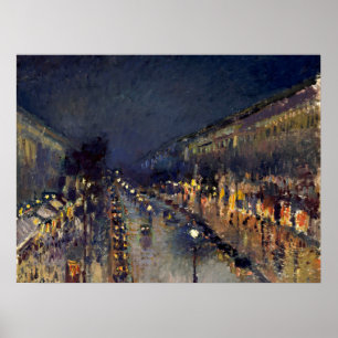 Camille Pissarro Boulevard Montmartre bij nacht Poster