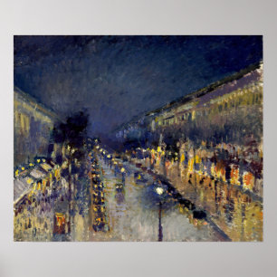 Camille Pissarro - Boulevard Montmartre bij nacht Poster