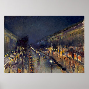 Camille Pissarro Boulevard Montmartre bij nacht Poster