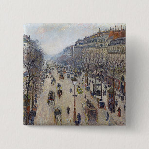 Camille Pissarro - Boulevard Montmartre, ochtend Vierkante Button 5,1 Cm