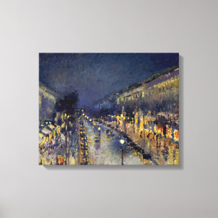 Camille Pissarro - Boulevard Montmartre 's Nachts Canvas Afdruk