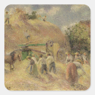 Camille Pissarro   De oogst, 1883 Vierkante Sticker