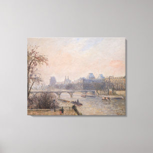 Camille Pissarro - De Seine en het Louvre Canvas Afdruk
