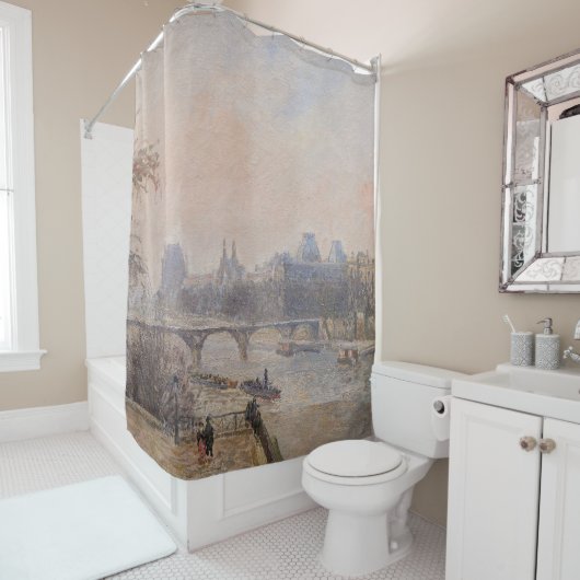 Camille Pissarro - De Seine en het Louvre Douchegordijn (In situ)