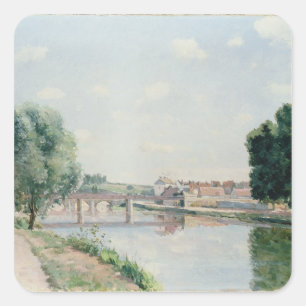 Camille Pissarro De spoorwegbrug, Pontoise Vierkante Sticker