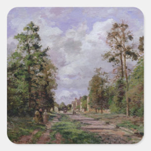 Camille Pissarro De weg naar Louveciennes, 1871 Vierkante Sticker