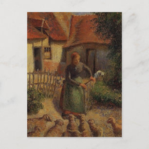 Camille Pissarro- Shepherdess Bringing in Sheep Briefkaart
