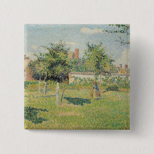 Camille Pissarro Vrouw in de Meadow bij Eragny Vierkante Button 5,1 Cm