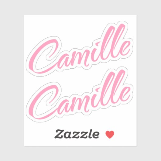 Camille roze naam decoratief x2 sticker (Vel)