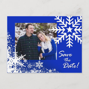 Camille Winter Snowflakes Save the Date Photo Aankondigingskaart