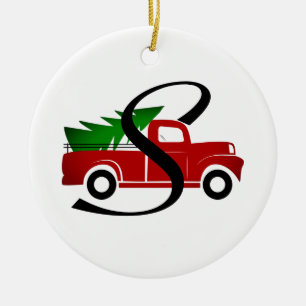 Caminhão árvore de Natal Estilo Rústico Farmhouse Keramisch Ornament
