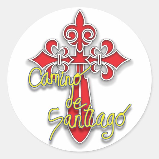 Camino de Santiago Cross Ronde Sticker (Voorkant)