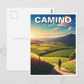 Camino de Santiago Hiker Wandeltocht Zonsondergang Briefkaart (Voorkant / Achterkant)