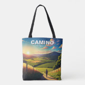 Camino de Santiago Hiker Wandeltocht Zonsondergang Draagtas (Achterkant)