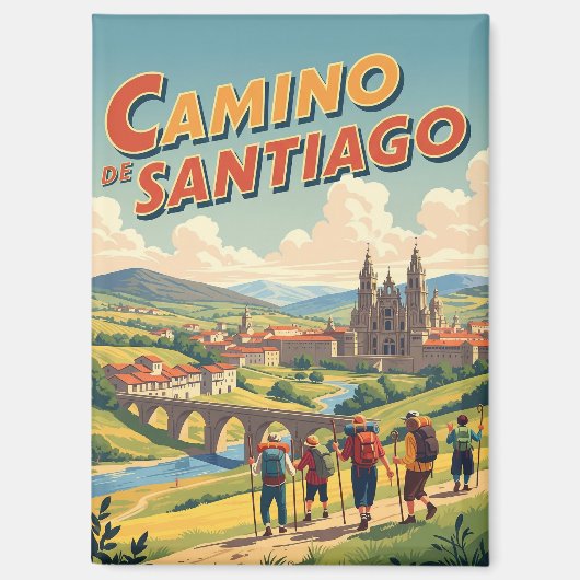 Camino de Santiago Hikers Wandelen Magneet (Voorkant)