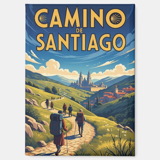 Camino de Santiago Hiking Magneet (Voorkant)
