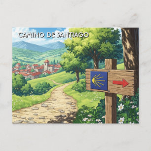 Camino de Santiago Wandelaar Wandelende Zonsonderg Briefkaart