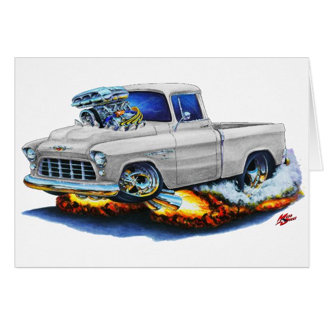 Camion 1955 de blanc de collecte de Chevy (Devant horizontal)