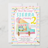 Camion à glace Crème Anniversaire Invitation fille (Devant)