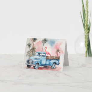 Camion Aquarelle Avec Flamant rose